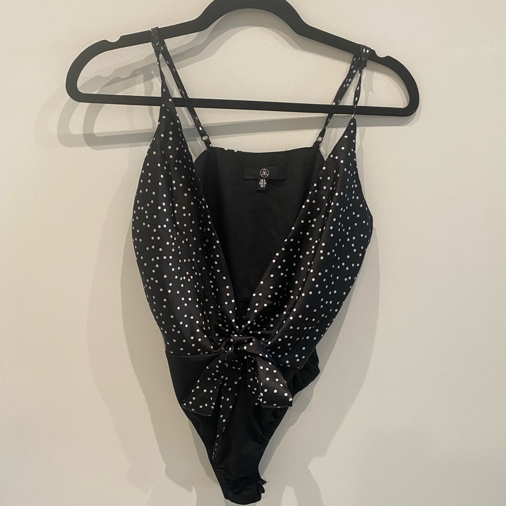 Misguided black and white polka dot bodysuit